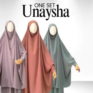 one set unaysha | french khimar zipper long 2 pcs bahan fortaleza | by butiksibgah